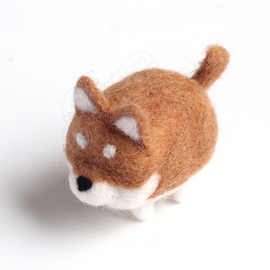 Picture of Wool Neddle Felting Wool Felt Tools Craft Accessories Shiba Inu Dog Brown 1 Set