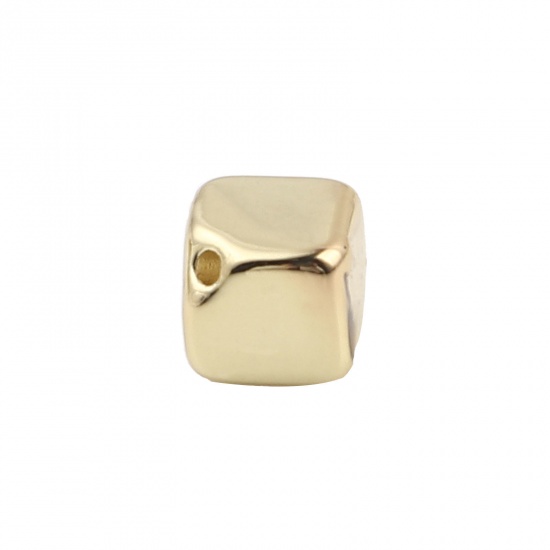 Picture of Zinc Based Alloy Spacer Beads Irregular Gold Plated Cube About 6mm x 6mm, Hole: Approx 1.1mm, 10 PCs