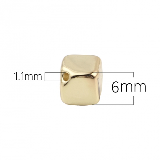 Picture of Zinc Based Alloy Spacer Beads Irregular Gold Plated Cube About 6mm x 6mm, Hole: Approx 1.1mm, 10 PCs