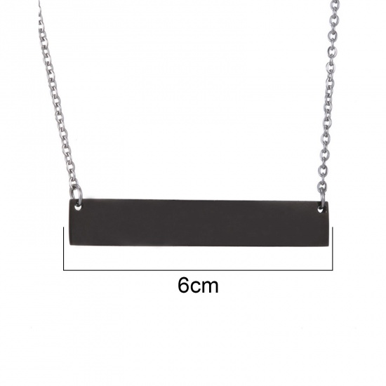 Image de ColliersÉtiquettes d'Estampage Vierges en Acier Inoxydable Noir Rectangle Polissage Unilatéral 47cm long, 1 Pièce