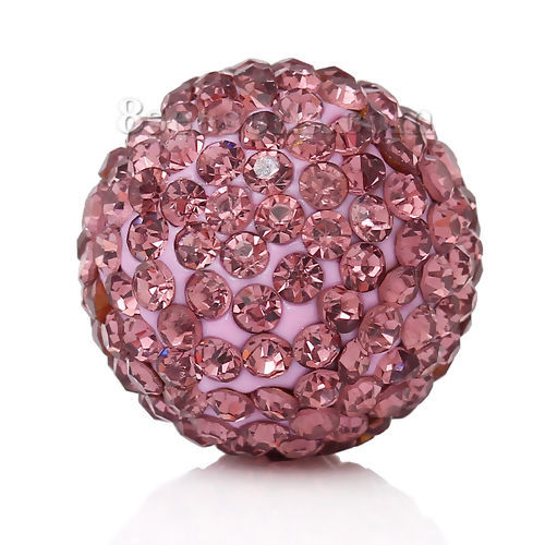ポリマークレイ チャイムボール まんまる 穴なし ハーモニーボールペンダントに適して 円形 ピンクラインストーン 約 16mm 直径、1 個 の画像