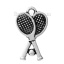 Picture of Brass Sport Pendants Racket Antique Silver Color 17mm x 10mm, 3 PCs