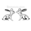 Immagine di Lega di Zinco Charm Ciondoli Coniglio Animale Argento Antico 26mm x 25mm , 10 Pz