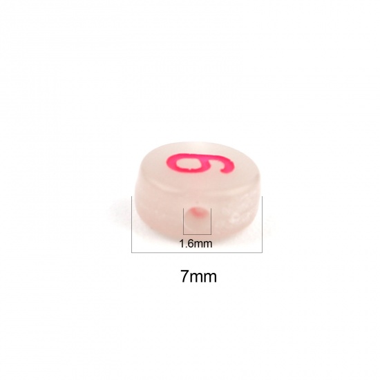 Picture of Acrylic Beads Flat Round At Random Color Number Pattern About 7mm Dia., Hole: Approx 1.6mm, 500 PCs