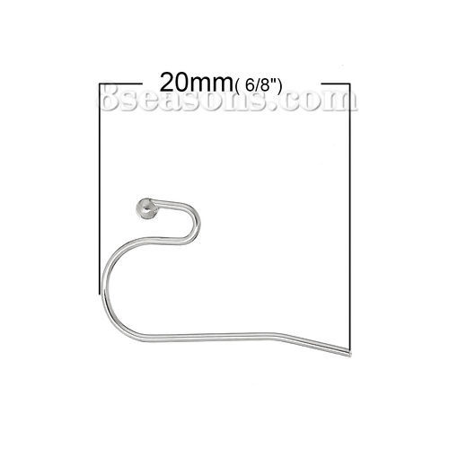 Imagen de Gancho para la oreja Accesorios de pendiente Ganchos Latón de En forma de U Tono de Plata 20mm x 15mm, 200 Unidades                                                                                                                                           