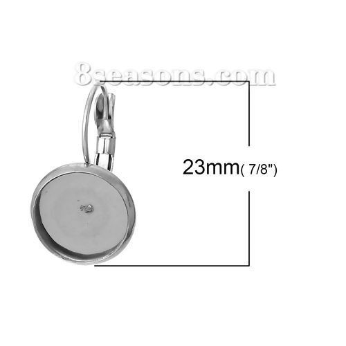 Immagine di Acciaio Inossidabile clip orecchio Ganci per Orecchini a Clip Tono Argento Basi per Cabochon (Adatto 12mm) 23mm x 14mm, 10 Pz