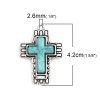 Bild von Zinklegierung + Harz Charm Anhänger Kreuz Antiksilber Blau Crackle 42mm x 29mm, 3 Stücke