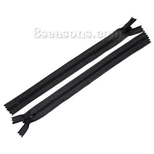 Picture of Polyester Zipper For Tailor Sewing Craft Black 25cm(9 7/8") x 2.4cm(1"), 20 PCs
