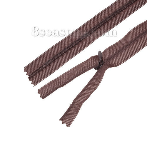 Picture of Polyester Zipper For Tailor Sewing Craft Coffee 40cm(15 6/8") x 2.4cm(1"), 10 PCs