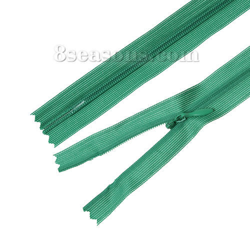 Picture of Polyester Zipper For Tailor Sewing Craft Green 60cm(23 5/8") x 2.4cm(1"), 10 PCs
