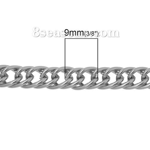 Immagine di Lega di Ferro borsa catena cinghia Tono Argento Cuore Disegno 9mm x7mm( 3/8" x 2/8"), 1.2M(47 2/8")longhezza, 1 Pz