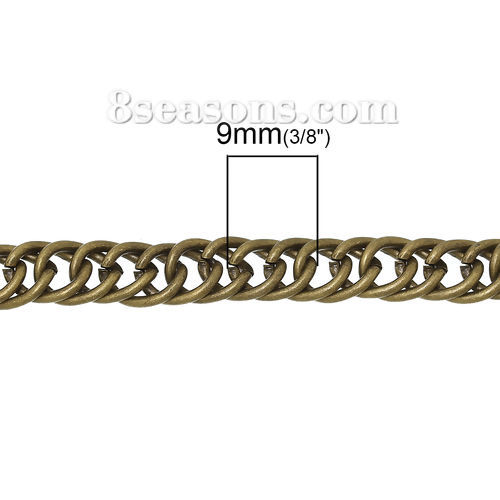 Immagine di Lega di Ferro borsa catena cinghia Tono del Bronzo 9mm x7mm( 3/8" x 2/8"), 1.2M(47 2/8")longhezza, 1 Pz