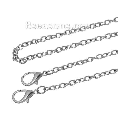 Picture of Iron Based Alloy Purse Chain Strap Handle Shoulder Crossbody Handbags Silver Tone 8mm x6mm( 3/8" x 2/8"), 122cm(48") long, 1 Piece