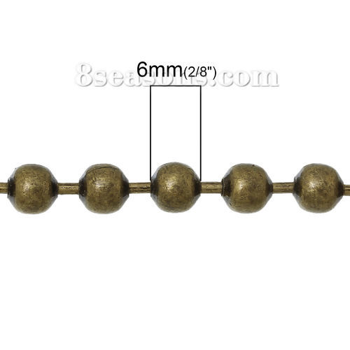 Picture of Iron Based Alloy Purse Chain Strap Handle Shoulder Crossbody Handbags Antique Bronze 6mm Dia.( 2/8"), 119cm(46 7/8") long, 1 Piece