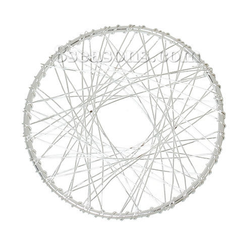 Immagine di Ottone Charm Ciondoli Tondo Argento Placcato Maglia 5.2cm Dia, 20 Pz