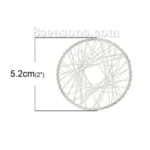 Immagine di Ottone Charm Ciondoli Tondo Argento Placcato Maglia 5.2cm Dia, 20 Pz