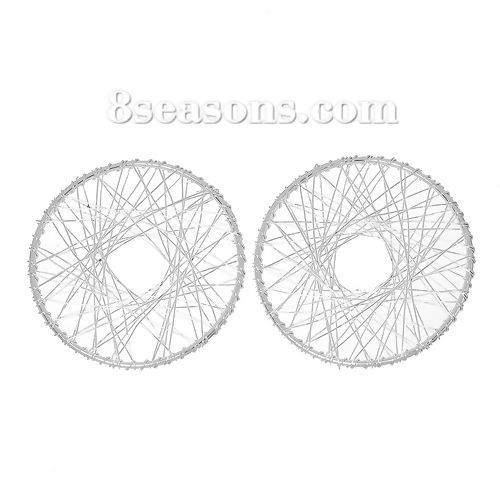 Immagine di Ottone Charm Ciondoli Tondo Argento Placcato Maglia 5.2cm Dia, 20 Pz