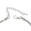 Picture of Copper European Style Snake Chain Charm Bracelets Silver Tone Can Be Screwed Off 18.5cm(7 2/8") long, 4 PCs