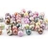 Picture of Acrylic Beads Round At Random Color Carved Pattern Pattern Plating About 8mm Dia., Hole: Approx 2.4mm, 300 PCs