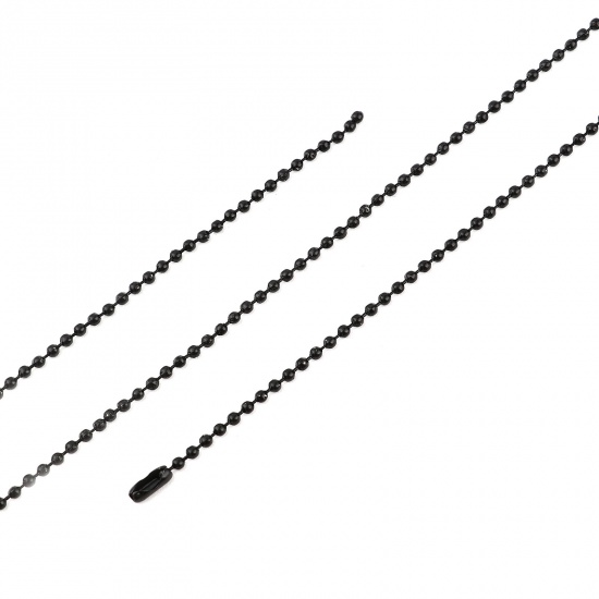 Immagine di Lega di Ferro Catena a Pallini Accessori Nero 2mm, 70cm long, 5 Pz