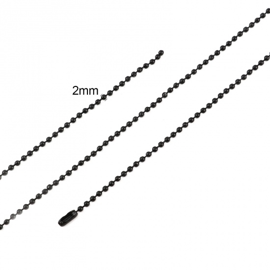 Immagine di Lega di Ferro Catena a Pallini Accessori Nero 2mm, 70cm long, 5 Pz