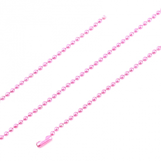 Picture of Iron Based Alloy Ball Chain Findings Fuchsia 2mm, 70cm(27 4/8") long, 5 PCs