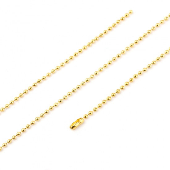 Picture of Iron Based Alloy Ball Chain Findings Gold Plated 2mm, 70cm(27 4/8") long, 5 PCs