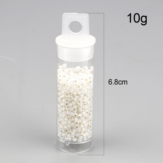 Picture of TOHO Japanese Seed Beads 11/0 2100 Ceylon Silver Lined Glass Cream Seed Beads Cylinder White About 2mm Dia., Hole: Approx 0.6mm, 1 Bottle