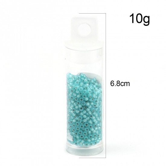Picture of TOHO Japanese Seed Beads 11/0 2104 Ceylon Silver Lined Glass Cream Seed Beads Cylinder Lake Blue About 2mm Dia., Hole: Approx 0.6mm, 1 Bottle