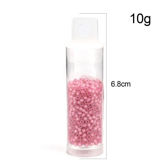 Picture of TOHO Japanese Seed Beads 11/0 2106 Ceylon Silver Lined Glass Cream Seed Beads Cylinder Dark Pink About 2mm Dia., Hole: Approx 0.6mm, 1 Bottle