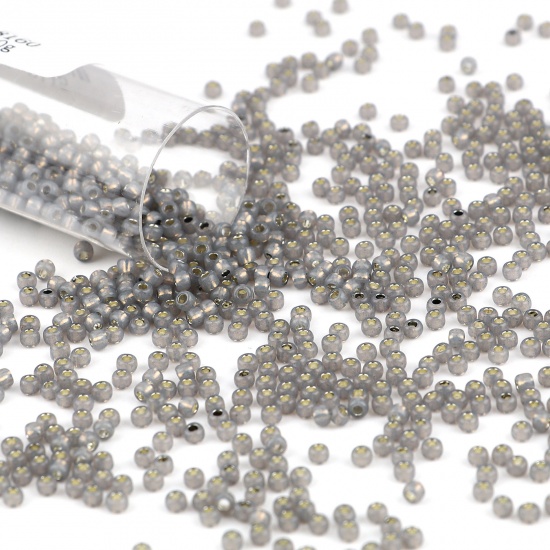 Picture of TOHO Japanese Seed Beads 11/0 2115 Ceylon Silver Lined Glass Cream Seed Beads Cylinder Gray About 2mm Dia., Hole: Approx 0.6mm, 1 Bottle