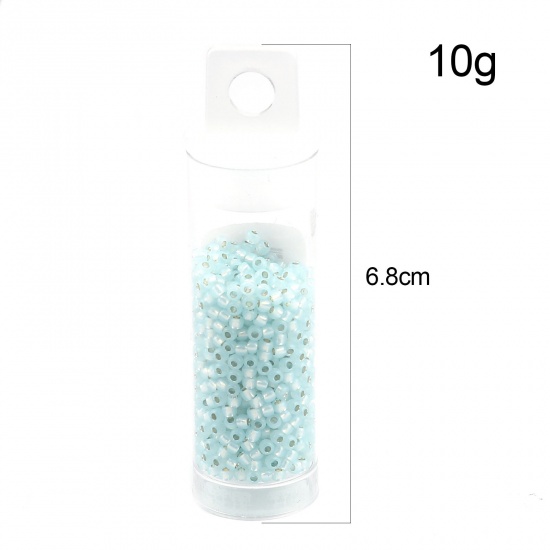 Picture of TOHO Japanese Seed Beads 11/0 2116 Ceylon Silver Lined Glass Cream Seed Beads Cylinder Light Blue About 2mm Dia., Hole: Approx 0.6mm, 1 Bottle