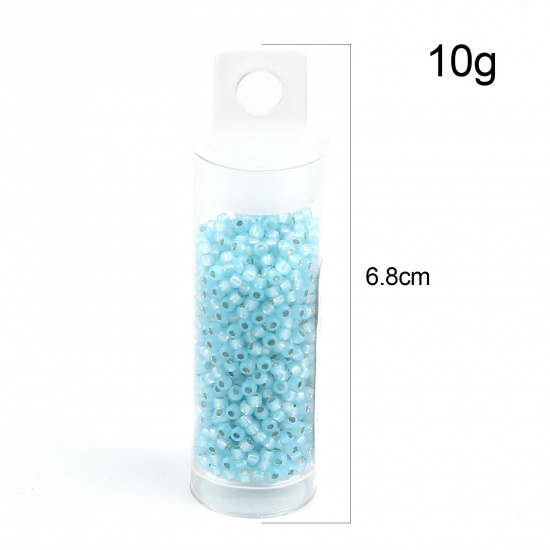 Picture of TOHO Japanese Seed Beads 11/0 2117 Ceylon Silver Lined Glass Cream Seed Beads Cylinder Blue About 2mm Dia., Hole: Approx 0.6mm, 1 Bottle