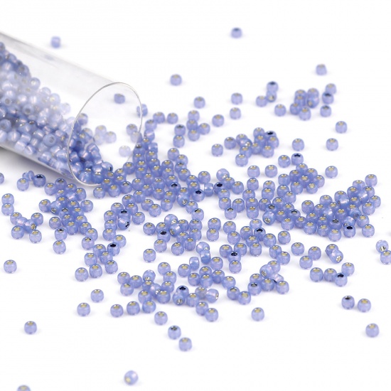 Picture of TOHO Japanese Seed Beads 11/0 2123 Ceylon Silver Lined Glass Cream Seed Beads Cylinder Blue About 2mm Dia., Hole: Approx 0.6mm, 1 Bottle