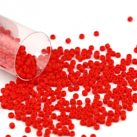 Picture of TOHO Japanese Seed Beads 11/0 45AF Matte Glass Frosted Seed Beads Cylinder Red About 2mm Dia., Hole: Approx 0.6mm, 1 Bottle