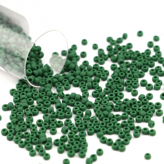 Picture of TOHO Japanese Seed Beads 11/0 47HF Matte Glass Frosted Seed Beads Cylinder Dark Green About 2mm Dia., Hole: Approx 0.6mm, 1 Bottle