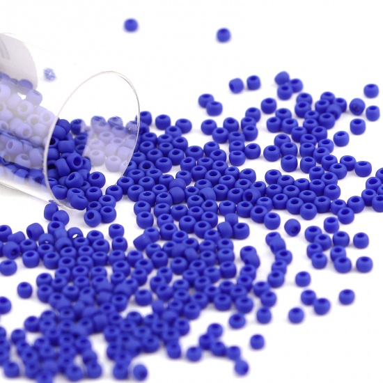 Picture of TOHO Japanese Seed Beads 11/0 48F Matte Glass Frosted Seed Beads Cylinder Royal Blue About 2mm Dia., Hole: Approx 0.6mm, 1 Bottle