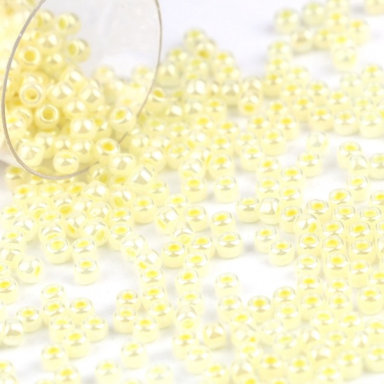 Picture of TOHO Japanese Seed Beads 11/0 142 Ceylon Luster Glass Ice Cream Color Seed Beads Cylinder Pale Yellow About 2mm Dia., Hole: Approx 0.6mm, 1 Bottle