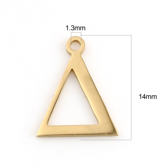 Picture of 1 Piece Vacuum Plating 304 Stainless Steel Charms Gold Plated Greek Alphabet 14mm x 11mm