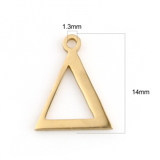 Picture of 1 Piece Vacuum Plating 304 Stainless Steel Charms Gold Plated Greek Alphabet 14mm x 11mm