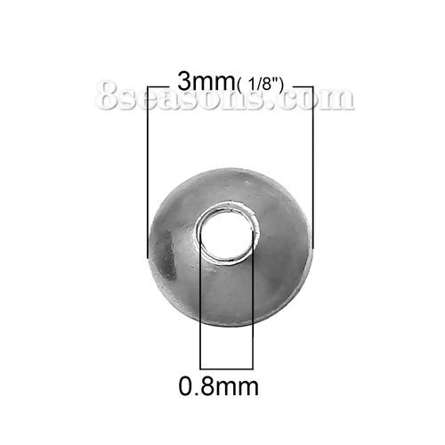 Picture of 304 Stainless Steel Beads Caps Round Silver Tone Blank (Fits 5mm Beads) 3mm( 1/8") Dia, 200 PCs