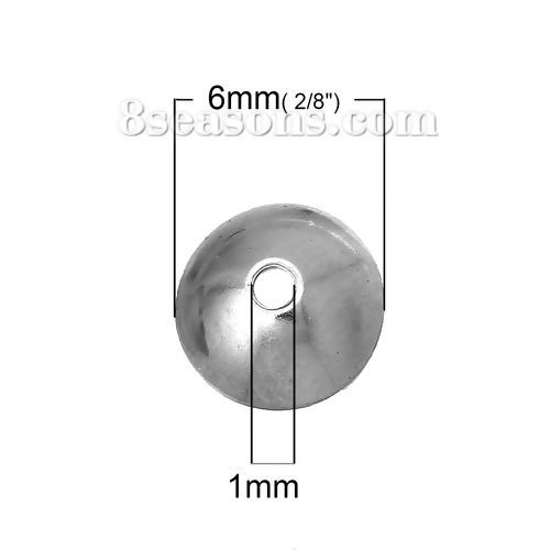 Picture of 304 Stainless Steel Beads Caps Round Silver Tone Blank (Fits 8mm Beads) 6mm( 2/8") Dia, 100 PCs