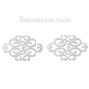 Picture of 304 Stainless Steel Filigree Stamping Connectors Findings Rhombus Silver Tone Heart Pattern Hollow 49mm(1 7/8") x 33mm(1 2/8"), 1 Piece