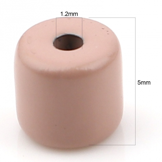 Imagen de Zamak Esmalte Cuentas Cilíndrico Rosa Oscuro Aprox 5mm x 4mm, Agujero: Aprox 1.2mm, 20 Unidades