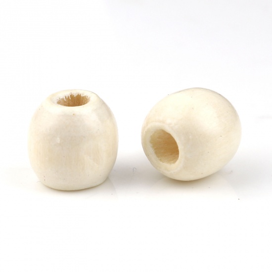 Picture of Wood Spacer Beads Barrel Creamy-White About 12mm x 11mm, Hole: Approx 5.4mm, 300 PCs