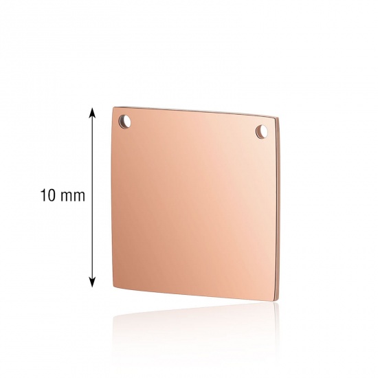 Picture of Stainless Steel Connectors Square Rose Gold Blank Stamping Tags One Side 10mm x 10mm, 1 Piece