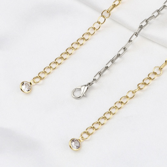 Picture of Brass & Cubic Zirconia Necklace Real Gold Plated Paper Clip Clear Cubic Zirconia 36.8cm(14 4/8") long, 1 Piece