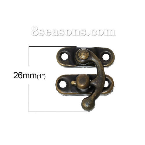 Immagine di Lega di Ferro Armadietto Fermo Cattura Tono del Bronzo 26mm x 23mm, 50 Set