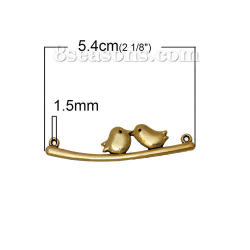 Immagine di Lega di Zinco Connettore Accessori Uccello Oro Antico 54mm x 13mm, 50 Pz