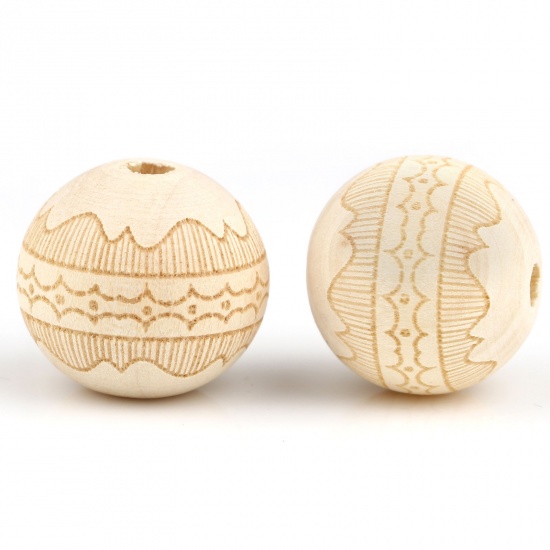 Picture of Wood Spacer Beads Round Natural Streak About 16mm Dia., Hole: Approx 4.1mm, 20 PCs